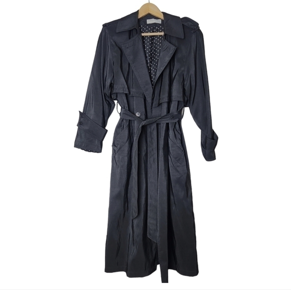 𝅺vintage Forcaster of Boston Black Trench Coat - Picture 1 of 1